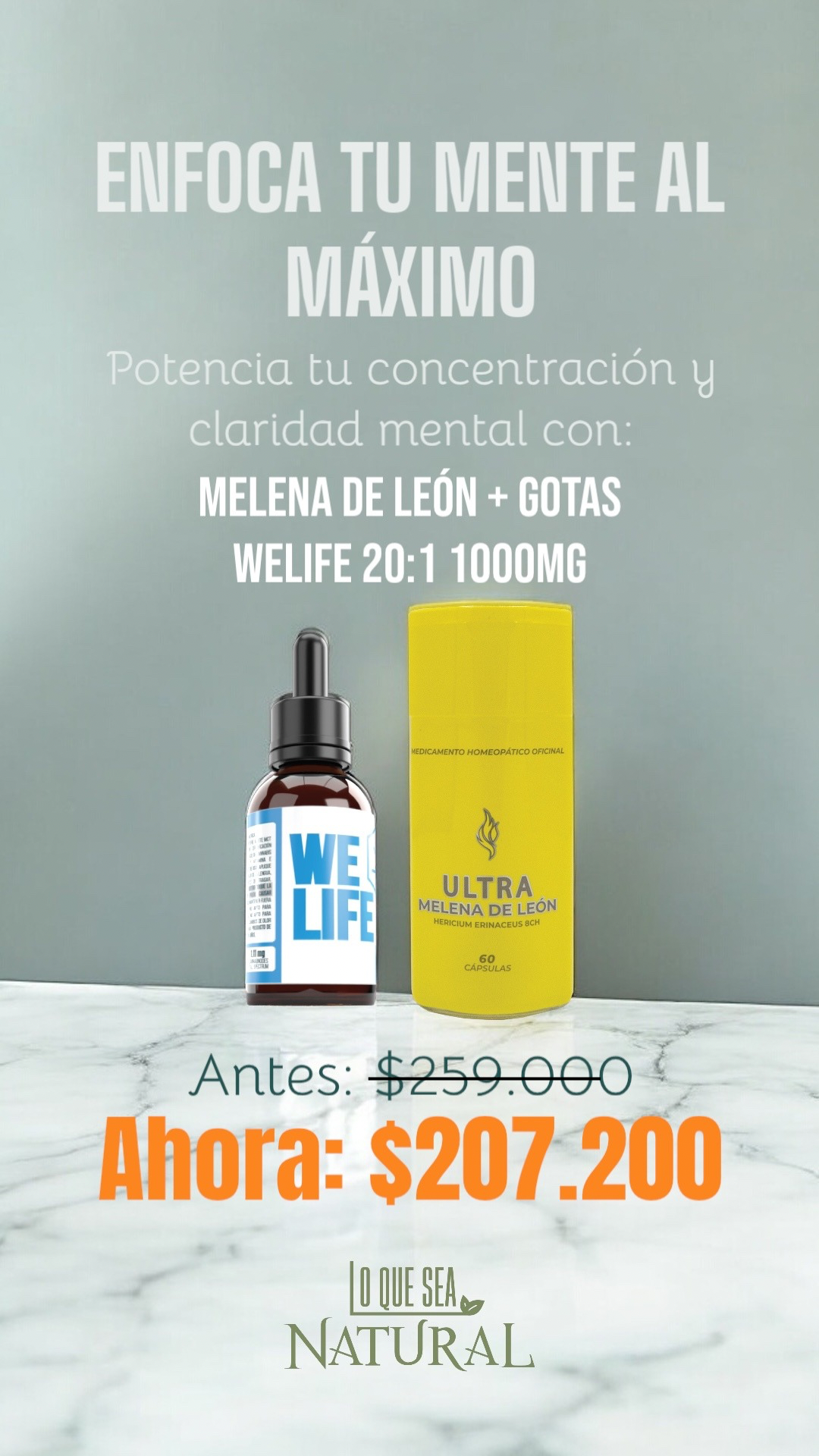 Combo Melena de León +Gotas Welife СВD 20:1 1000mg
