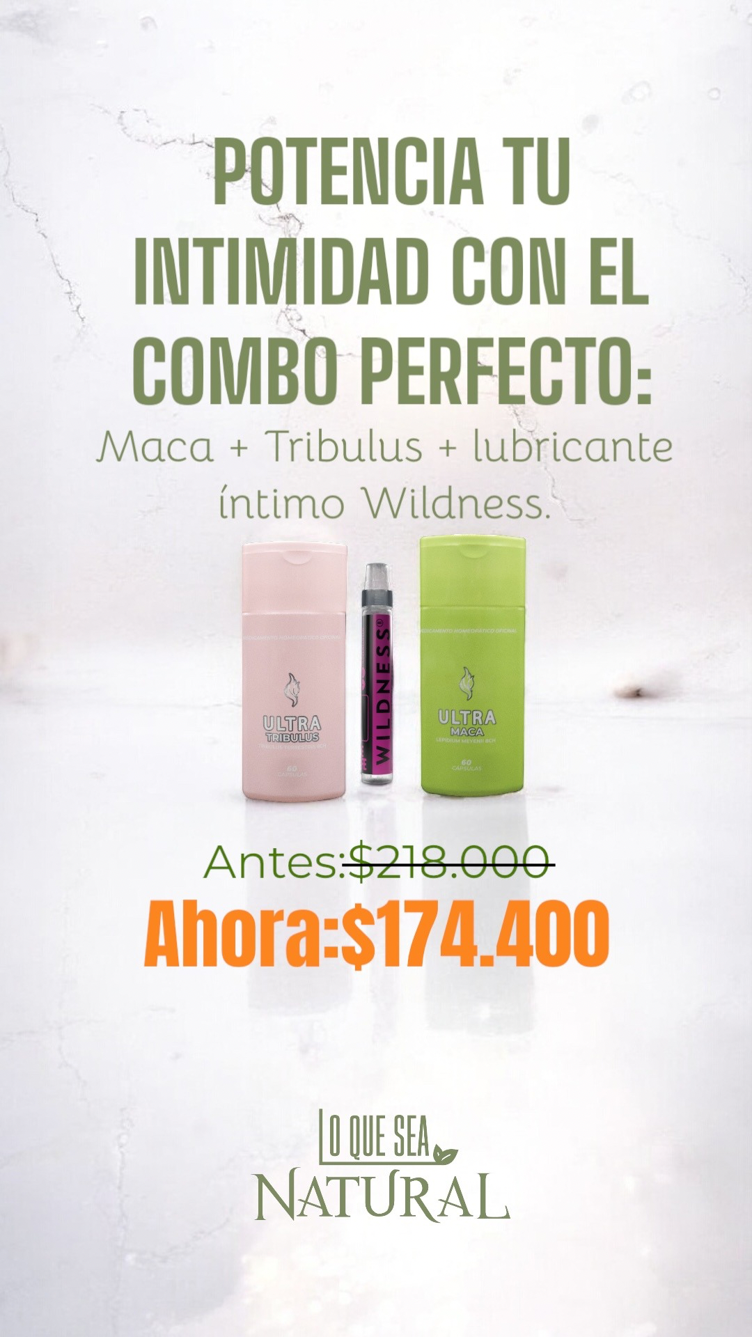 Combo Maca + Tribulus + Lubricante íntimo Wildness