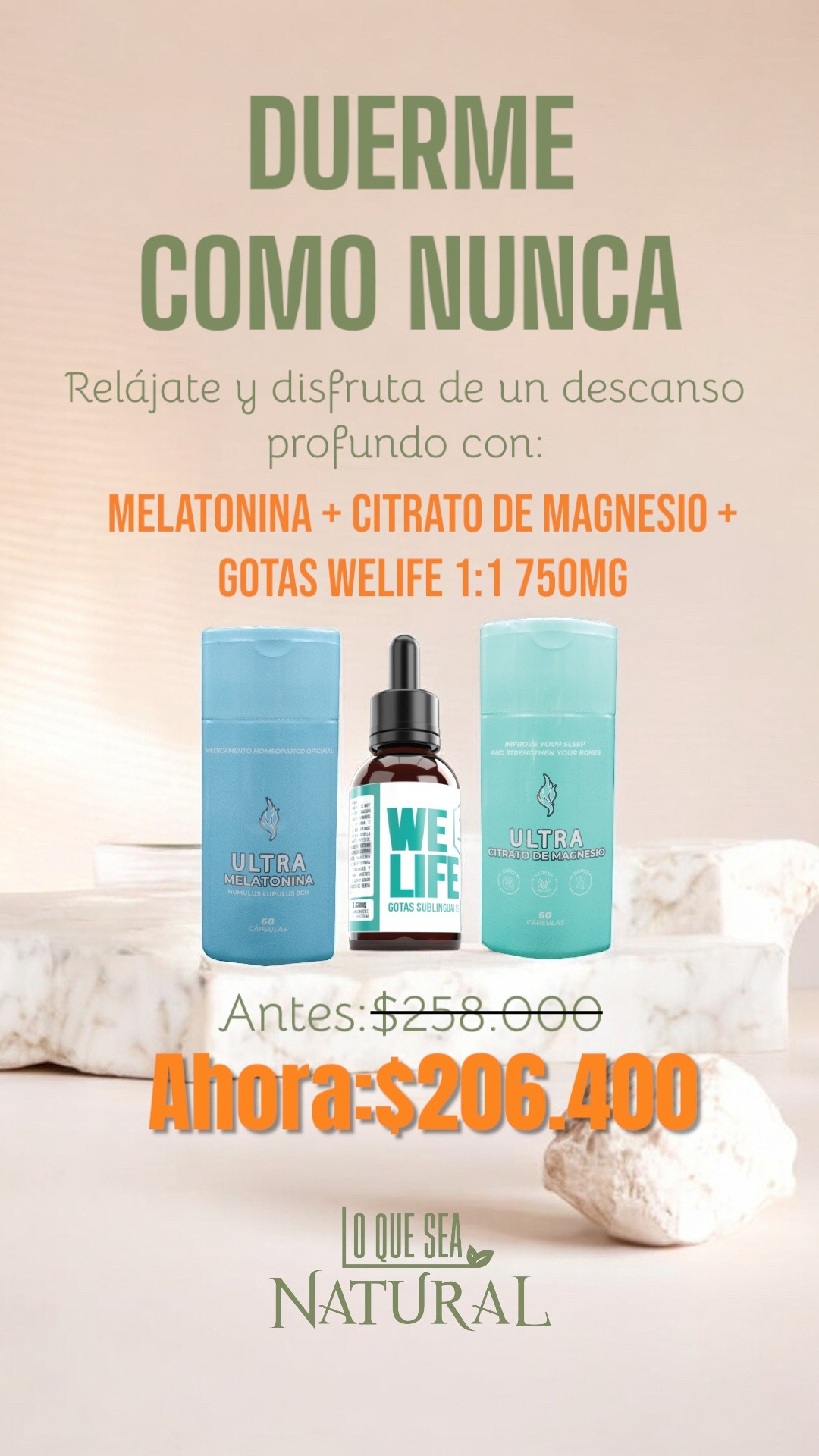 Combo Melatonina + Citrato de magnesio + Gotas Welife СВD/d9 1:1 750mg