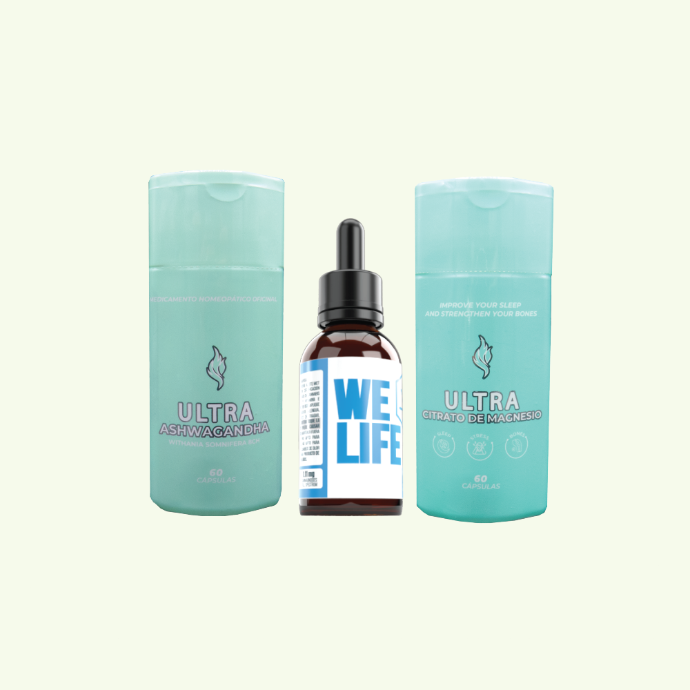Combo Ashwagandha + Citrato de magnesio + Gotas Welife СВD 20:1 1000mg